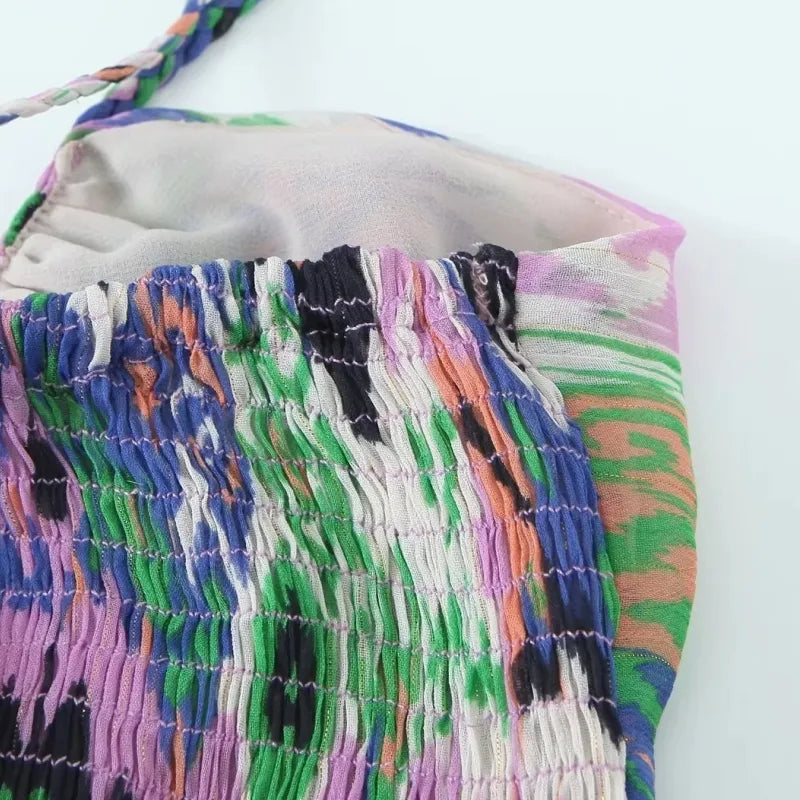 Vestido Curto Estampado Com Babados Fauna