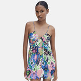 Vestido Curto Estampado Com Babados Fauna