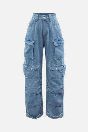 Calça Cargo Jeans Wide Leg Buma