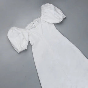 Vestido Longo Com Algodão Branco - Luna Belle