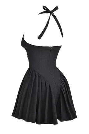 Vestido Curto Modelador Preto Com Alça Vintage Modelo Georginna