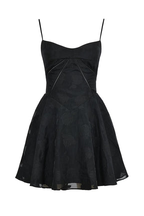 Vestido preto curto floral modelo Bella