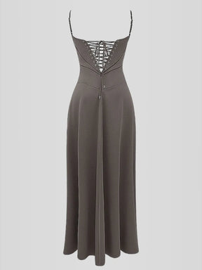 Vestido Longo Com Cetim Sedoso - Modelo Tyana