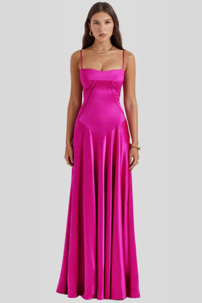 Vestido Longo Com Cetim Sedoso - Modelo Tyana