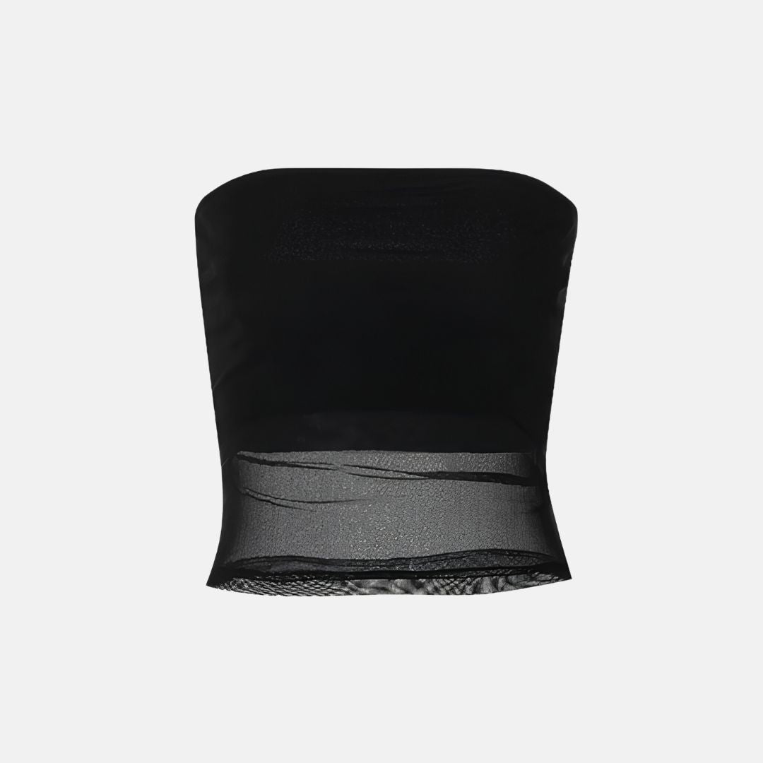 Top Tule Tomara Que Caia Preto Simple
