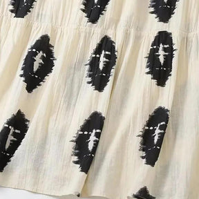 Vestido Longo Assimétrico Estampado Branco