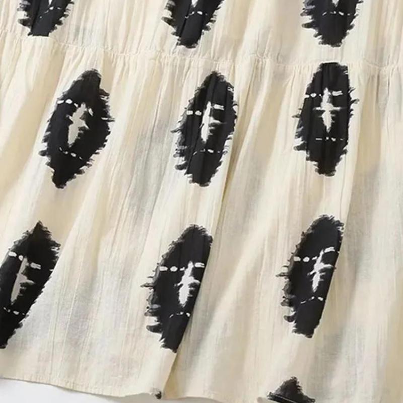 Vestido Longo Assimétrico Estampado Branco