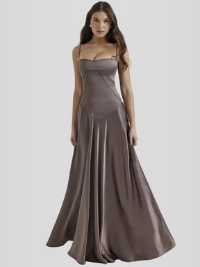 Vestido Longo Com Cetim Sedoso - Modelo Tyana