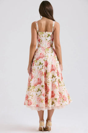 Vestido Midi Floral - Com Espartilho