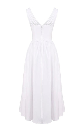 Vestido Midi Liso Modelador Algodão Branco Nobre Modelo Emmelina