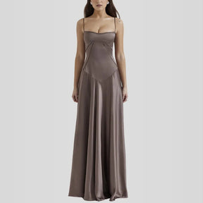Vestido Longo Com Cetim Sedoso - Modelo Tyana