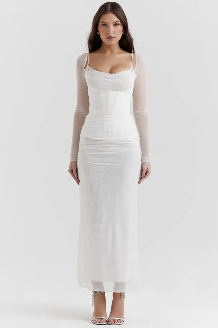 Vestido Longo Com Renda - Corpete