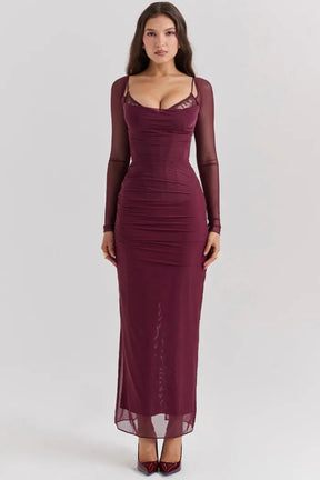 Vestido Longo Com Renda - Corpete