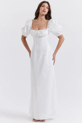 Vestido Longo Com Algodão Branco - Luna Belle