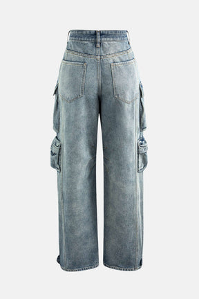 Calça Cargo Jeans Wide Leg Buma