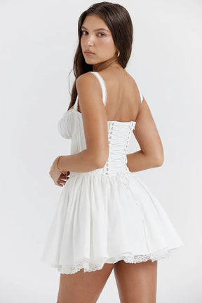 Vestido Curto de Algodão Branco - Modelo Sarah