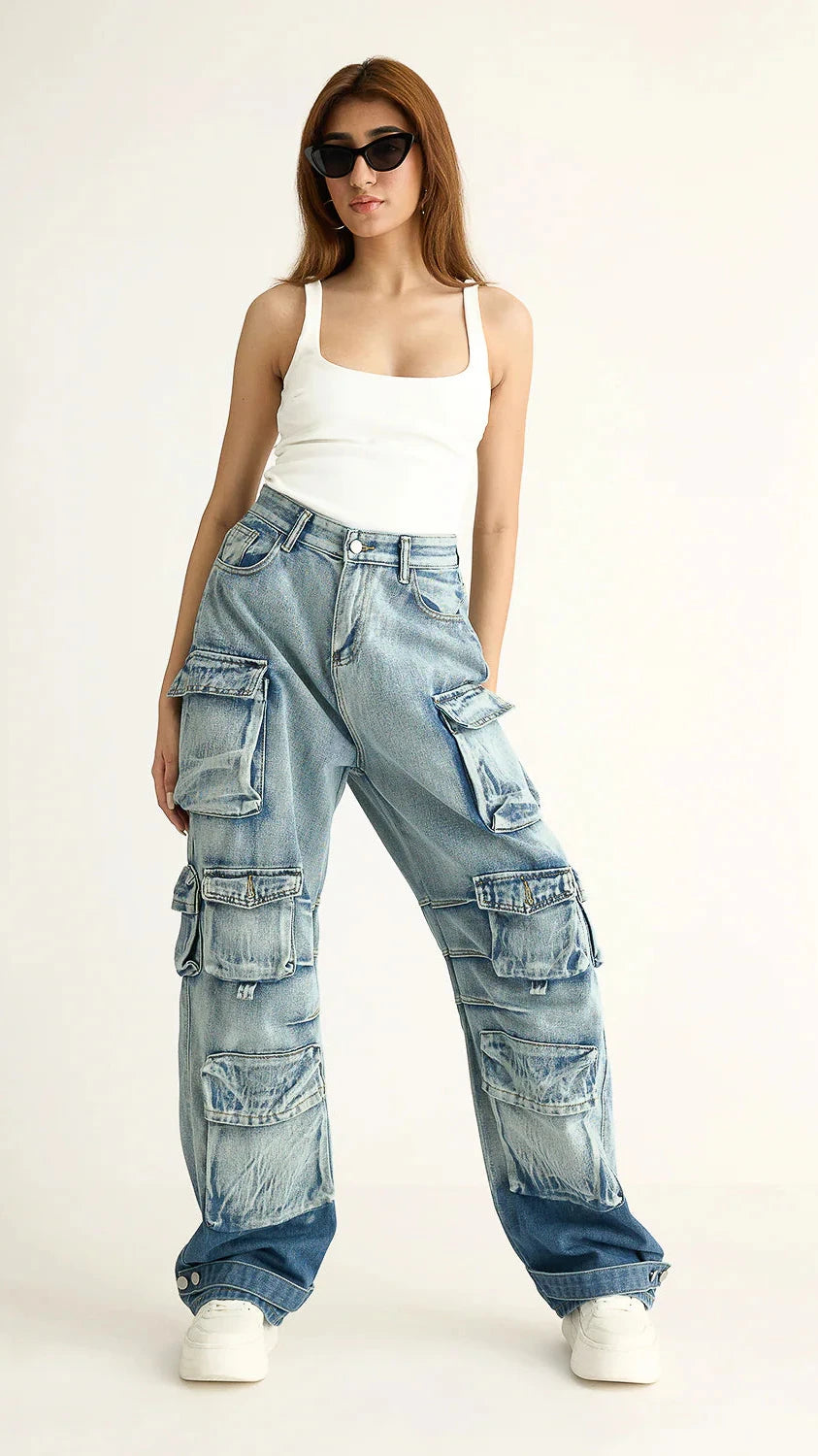 Calça Cargo Jeans Feminina Milly