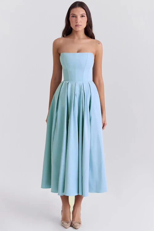 Vestido Feminino  Midi Sem Alça -  Modelo Audrey