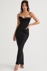 Vestido preto longo com espartilho