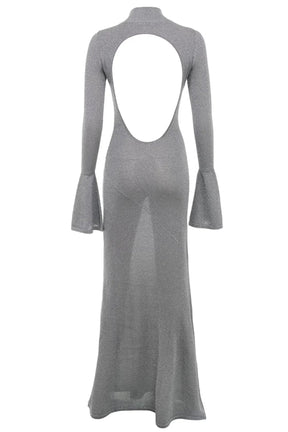 Vestido Longo Para Festas Cinza Cativante Modelo Sancha