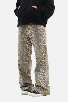 Calça Jeans Wide Leg Animal Print Wild