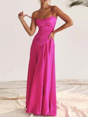 Vestido Longo Com Cetim Sedoso - Modelo Tyana