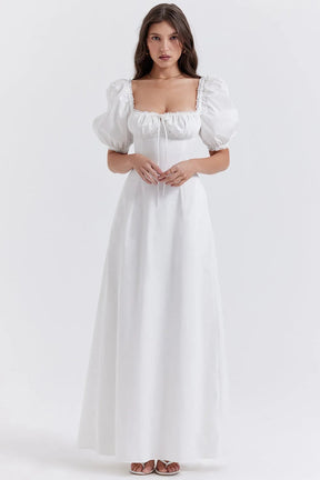 Vestido Longo Com Algodão Branco - Luna Belle