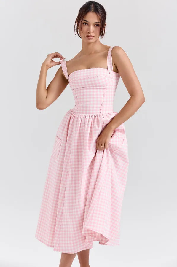 Vestido Midi Xadrez Modelador - Lauren