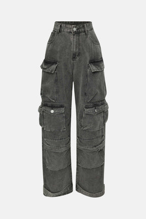 Calça Cargo Jeans Wide Leg Buma