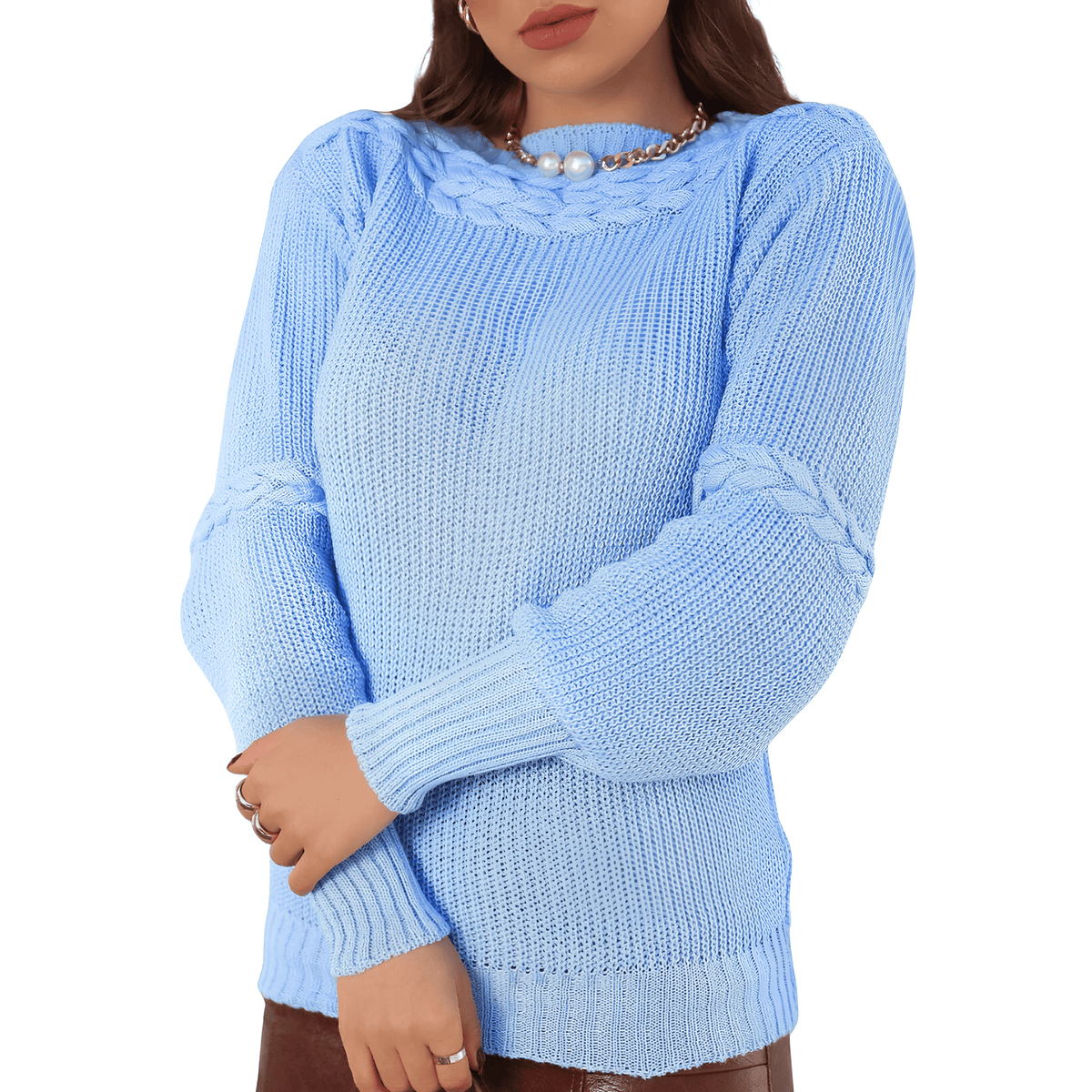 Suéter Feminino de Tricot Azul bebe