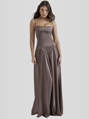 Vestido Longo Com Cetim Sedoso - Modelo Tyana