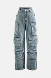Calça Cargo Jeans Wide Leg Buma