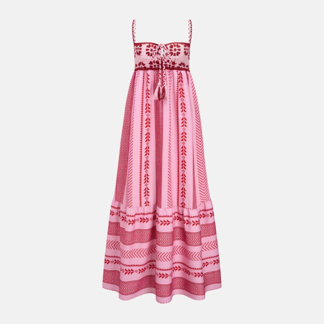 Vestido Longo Estampado Rosa Glory