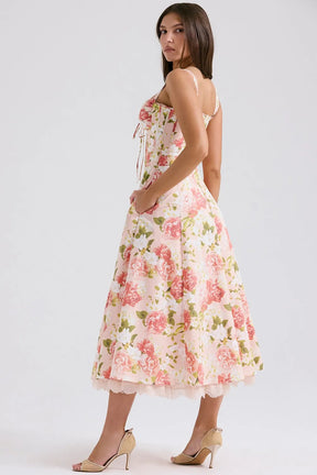Vestido Midi Floral - Com Espartilho