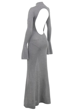 Vestido Longo Para Festas Cinza Cativante Modelo Sancha